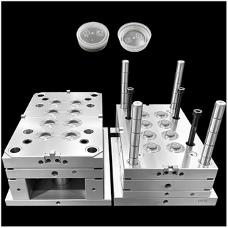 Molde de cavidade de alta saída 1*8, grau alimentício, porta de ponto de pino hdpe 1.2344 HRC48-50, molde de tampa de injeção de plástico de superfície polida de aço